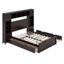 Lit double en bois avec armoire tout-en-un, tablette et prises, lit gigogne simple-80305755