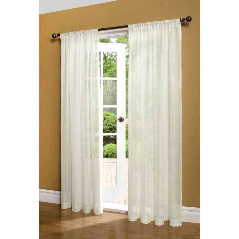 Weathershield Semi-Sheer Thermal Curtain Panels, Ivory, 50" W x 84" L