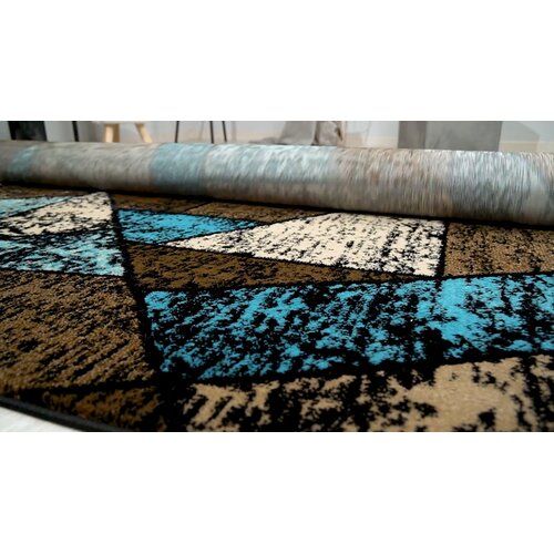 Perspections Teppich Wohnzimmer In Braun & Kurzflor Bewertungen Muster Blau Beige Modern Geometrisches