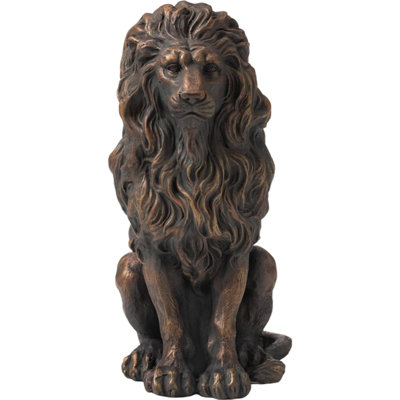 20.47 Inch Resin Lion Statue, Weatherproof Guardian Animal Sculpture, Indoor Outdoor Garden Villa Decor Ornament
