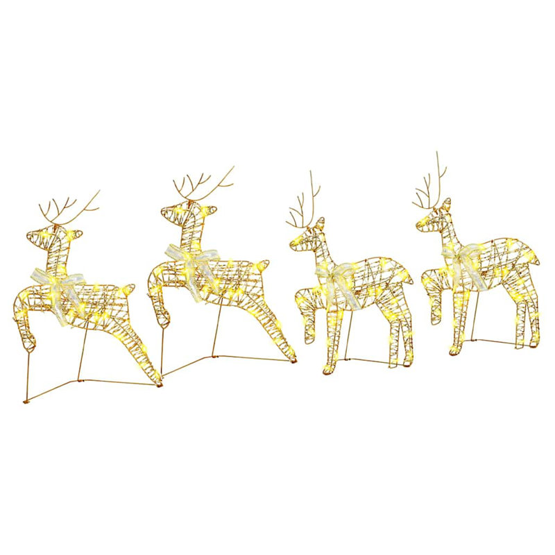 vidaXL LED Reindeers with 80 LEDs PET, Gold