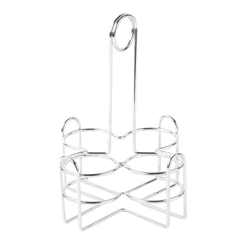 Caddies de table - Support à condiments en métal à 4 compartiments avec porte-numéro, 4 compartiments, chrome