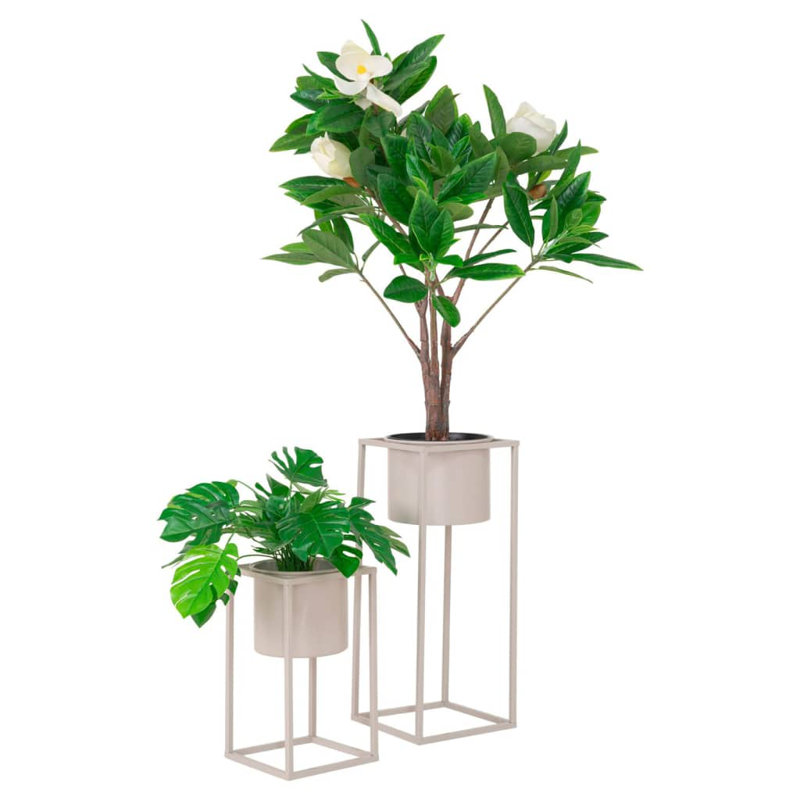 Korilynn Metal Pot Planter, Grey Beige