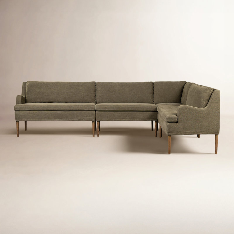 Aurelia 4-Piece Sectional, Right Hand Facing, Broadway Olive Linen, 34.5" H x 125" W x 76" D