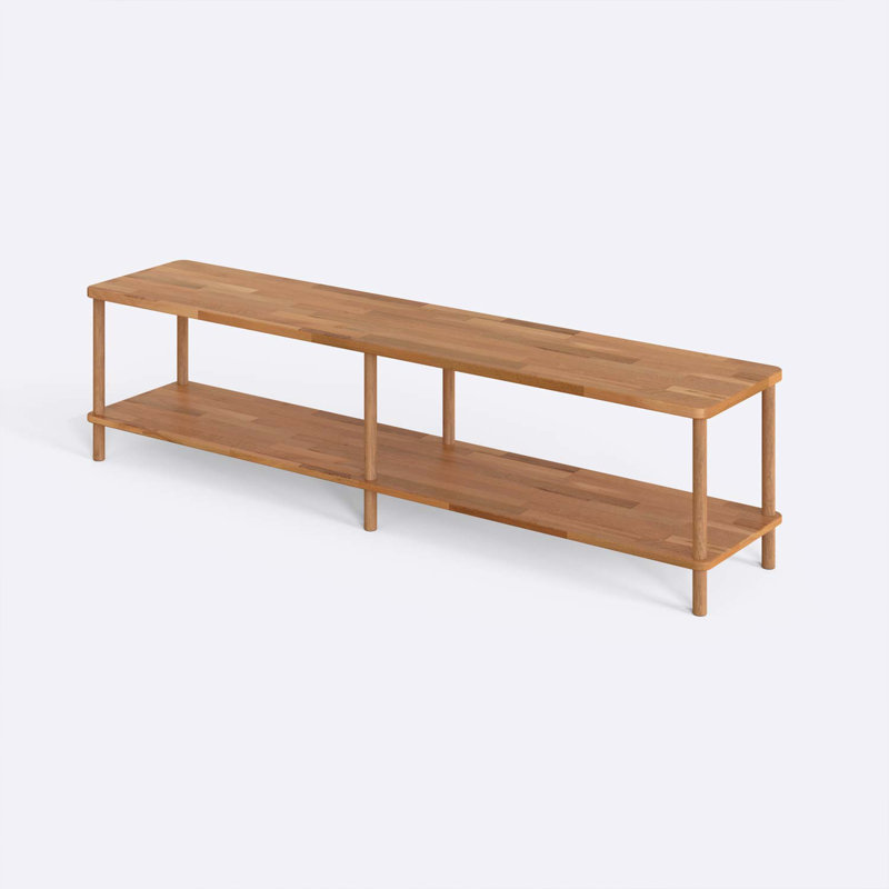 Queens Modern TV Stand, Solid Wood Media Rectangular Console for Living Room and Bedroom, 17.7”H x 70.8”L x 32”W