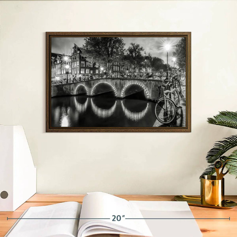 Modern View Amsterdam, 13" X 9", Floating Frame Walnut