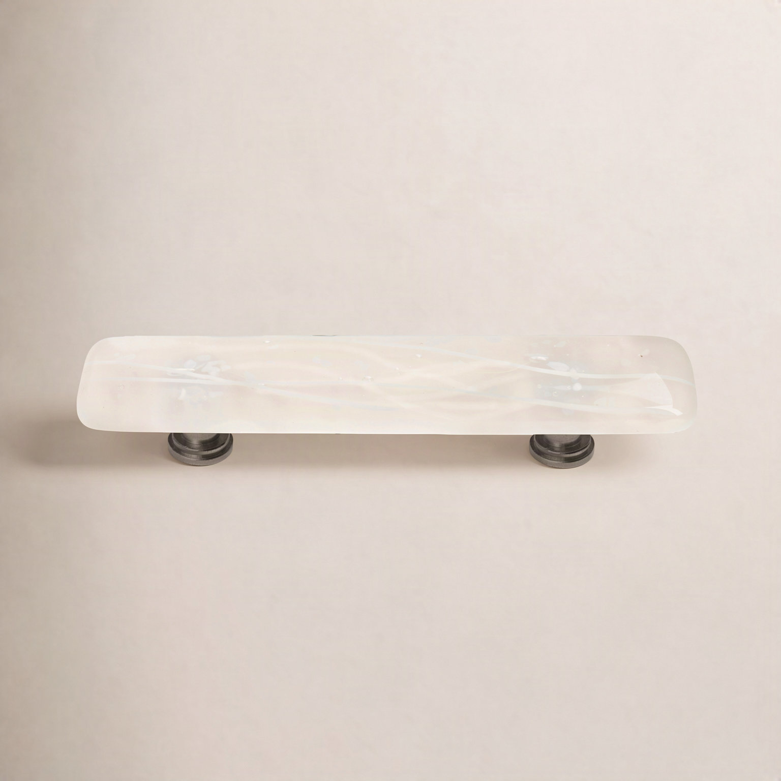 Cirrus Bar Cabinet Pull, Satin Nickel, Vanilla/White Mardi Gras