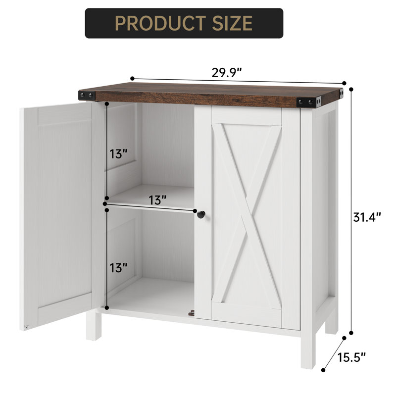 76cm Sideboard, White/Brown