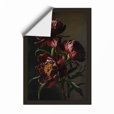 Dark Peonies Botanical - Framed Print