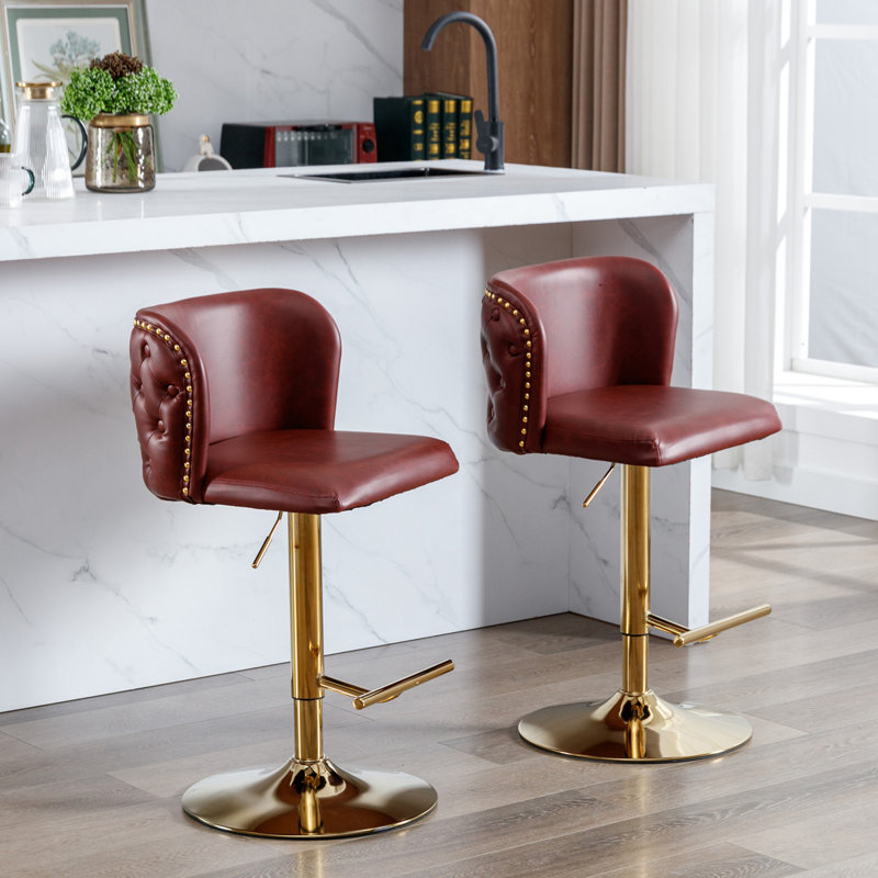 Tabouret de bar pivotant à hauteur réglable, Or, Bourgogne