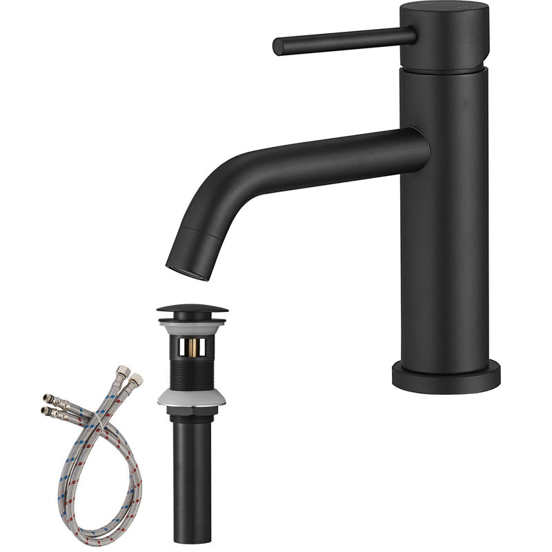 Vega Vessel Single Hole,Single Handle Bathroom Sink Faucet with Drain Assembly, Matte Black