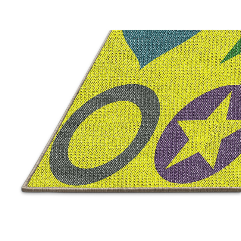 Tapis vert/jaune à motifs Pointsettia, Rectangle 5 pi x 7 pi