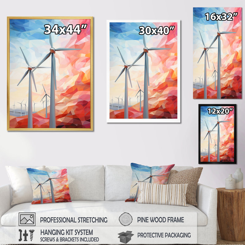 " Minimalism Wind Turbines I ", Natural Floater Framed, 32" H x 24" W