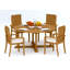 5 Pcs Grade-A Teak Wood Dining Set: 60" Round Table And 4 Goa Stackng Arm Chairs #11GO1204-1185591491