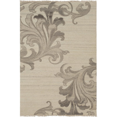 Ethereal Wool Floral Area Rug in Cream