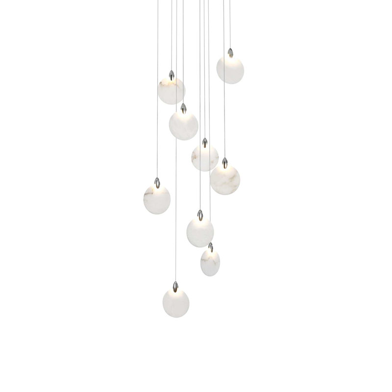 Luminaire suspendu en albâtre 20 po Avery, H 125 po x l 20 po x P 20 po, Chrome chrome