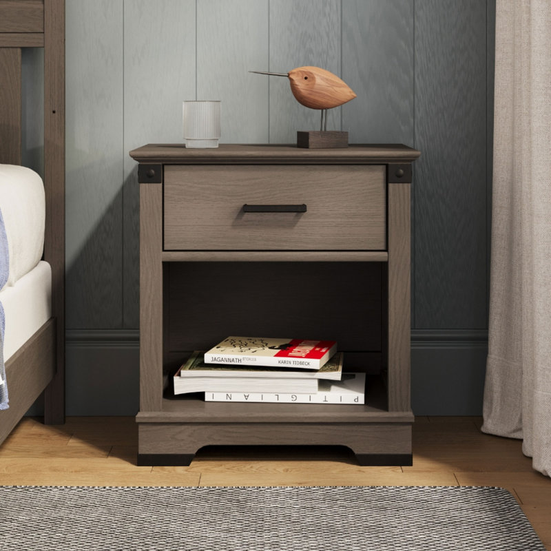 Table de chevet 1 tiroir Redmond, Gris Dapper