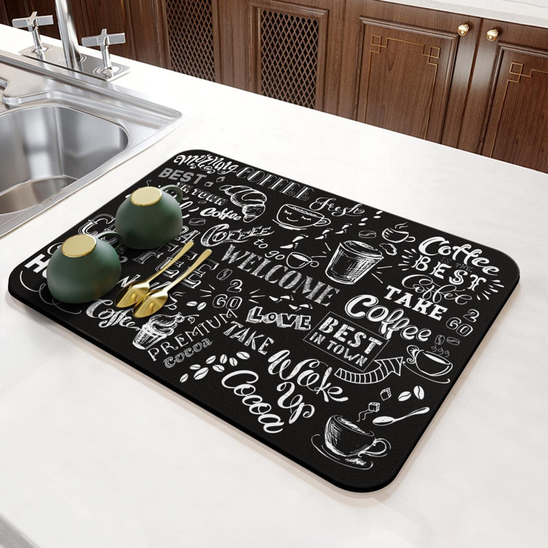 Accessoires de tapis de café pour comptoir Super absorbant anti-dérapant en silicone Tapis de séchage de vaisselle Comptoir de cuisine Tapis de drainage