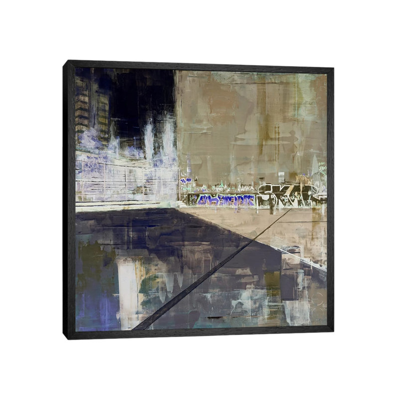 Berlin-22-01 1 Piece Wall Art on Canvas, 45.72 cm H x 45.72 cm W x 4.445 cm D, Black Floater Framed