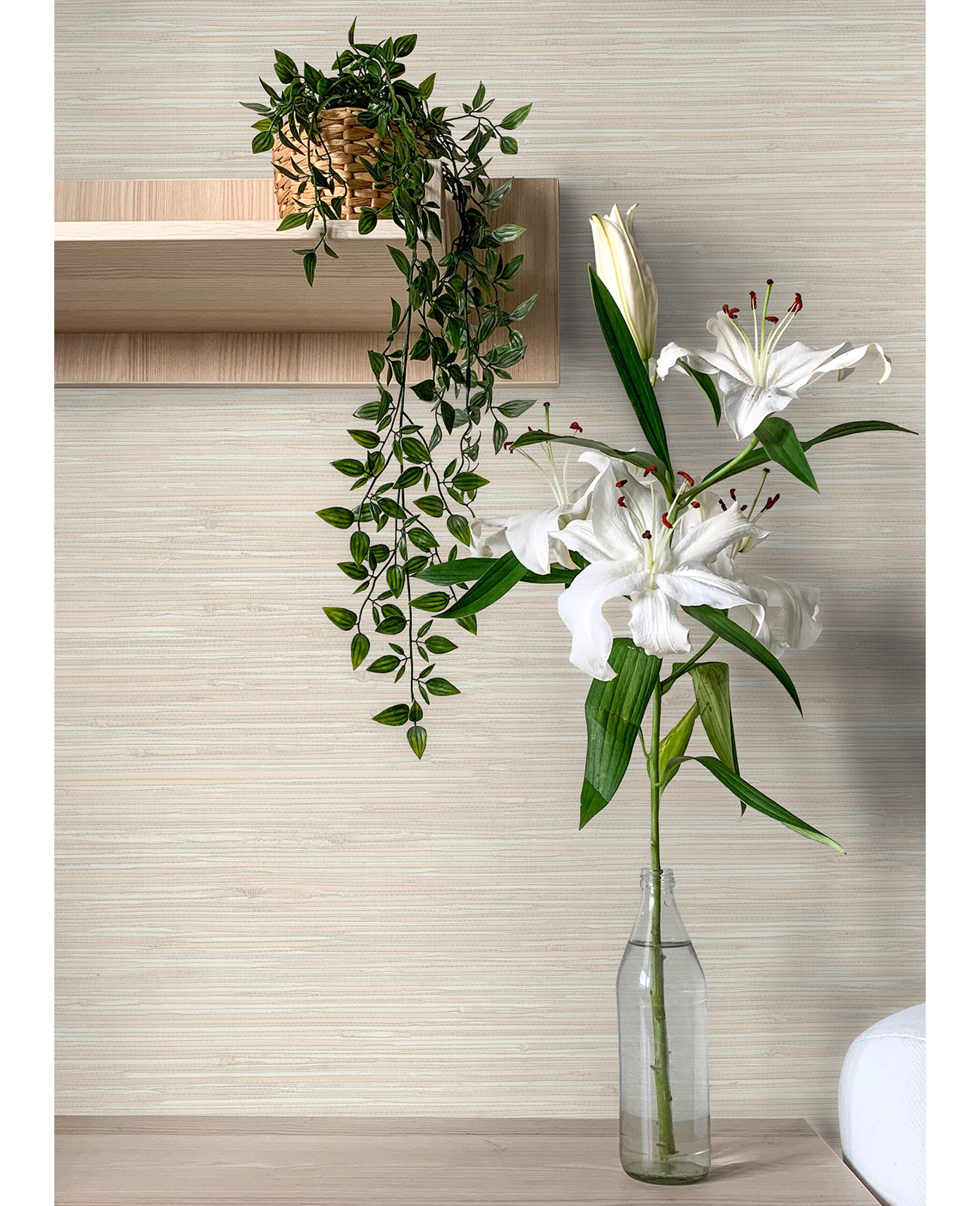 Dory Faux Grasscloth Wallpaper, Neutral