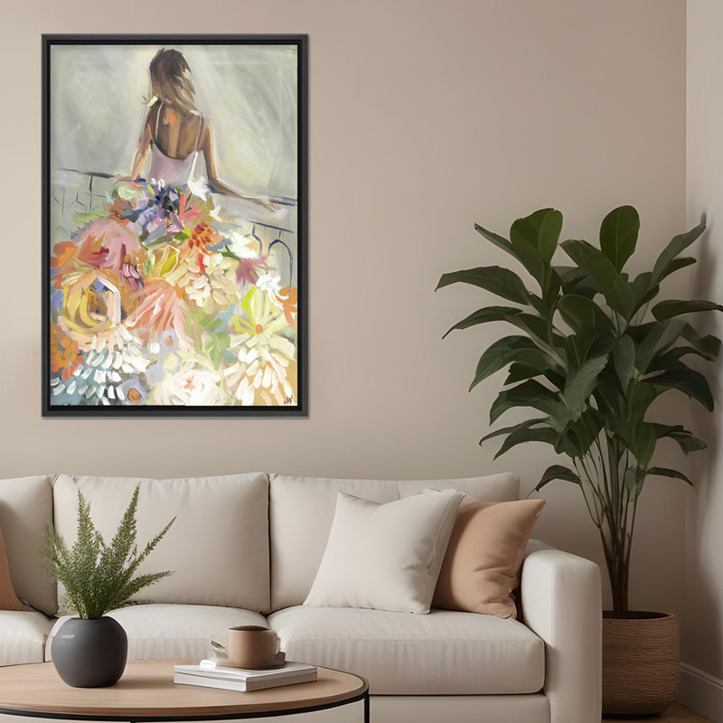 Nature Inspired Blossom Reverie: The Enigmatic Backdrop, 30" H x 24" W x 2.375" D, Framed Canvas, Gold