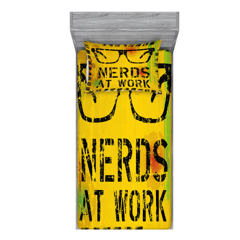 Ensemble de draps rayés "Nerds at Work", Ensemble de draps pour lit simple avec drap-housse