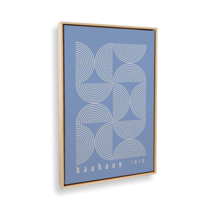 Affiche de composition Bauhaus, Cadre américain en érable flottant, Bleu, H 12,75 po x l 8,75 po