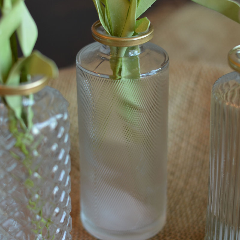Gold Rimmed Baby Bud Vases, Set of 3