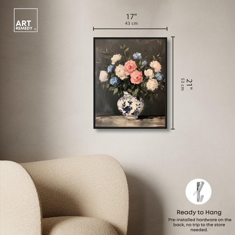 «Classic Bouquet Canvas» par Art Remedy, H 21 po x l 17 po, Cadre flottant noir