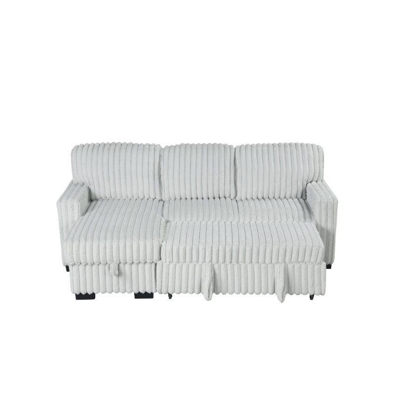 Poland Charcoal Reversible Sectional With Pull-Out Bed, Gray Fabric