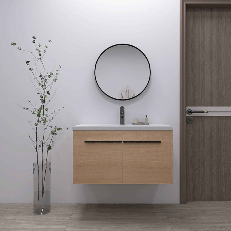 Meuble-lavabo simple 36 po avec plateau en résine Mahe, Beige, 36"