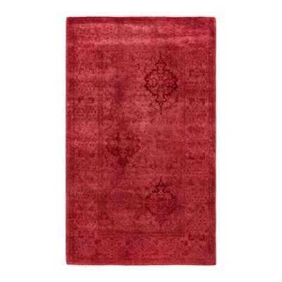 Tapis noir / rose / rouge 3 pi 2 po x 5 pi 3 po One-of-a-Kind Overdyed
