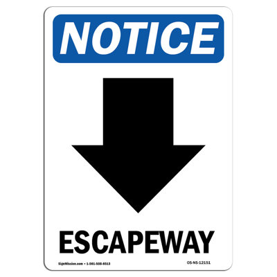 Escapeway [Flèche vers le bas] Panneau en aluminium 12 x 18