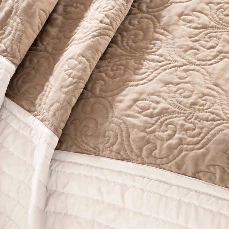 Courtepointe 7 pièces beige très grand / très grand, médaillon élégant, taies décoratives européennes et coussins inclus, très grand lavable à la machine en beige, caractère, coussins décoratifs,