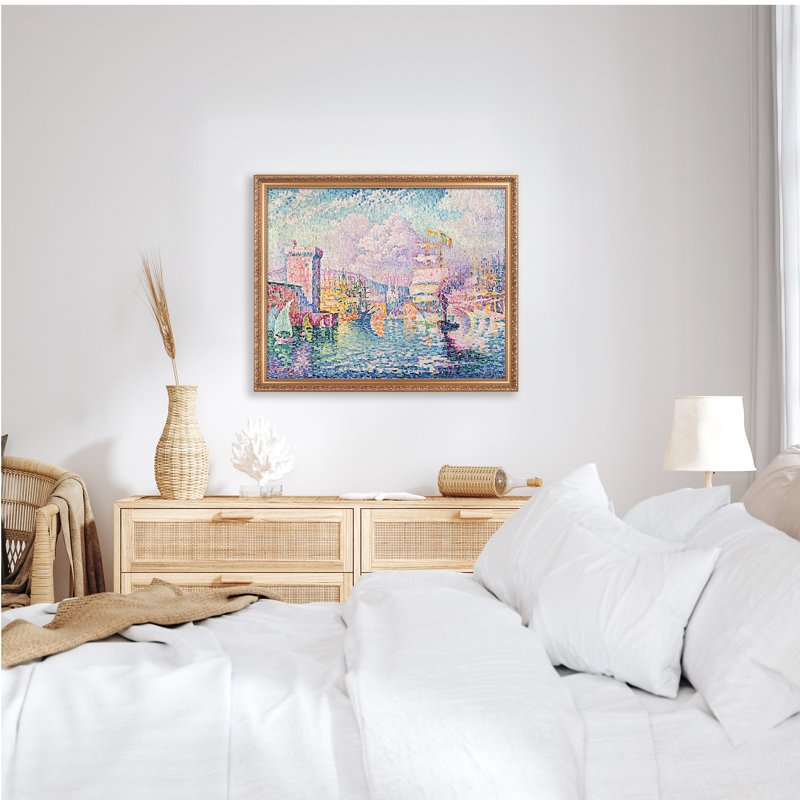 La Tour Rose, Marseille, art encadré, taille: 30 x 24, encadré: 34,5 x 26,5, encadré doré en bois, Paul Signac, reproduction d'art classique. Estampe numérique
