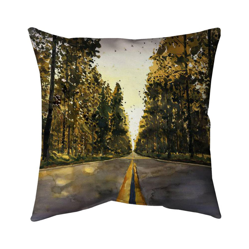 Long road - 16"x16" Throw pillow cover - Poly twill - Print on demand