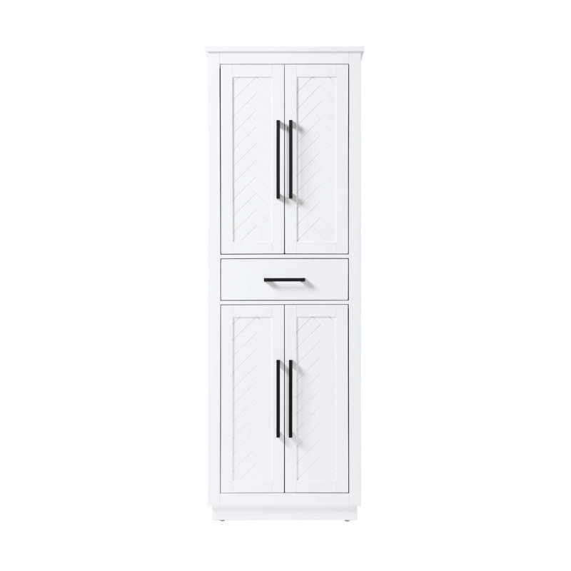 24 inch Bath Storage Cabinet in White, 72" H x 24" W x 18" D, White