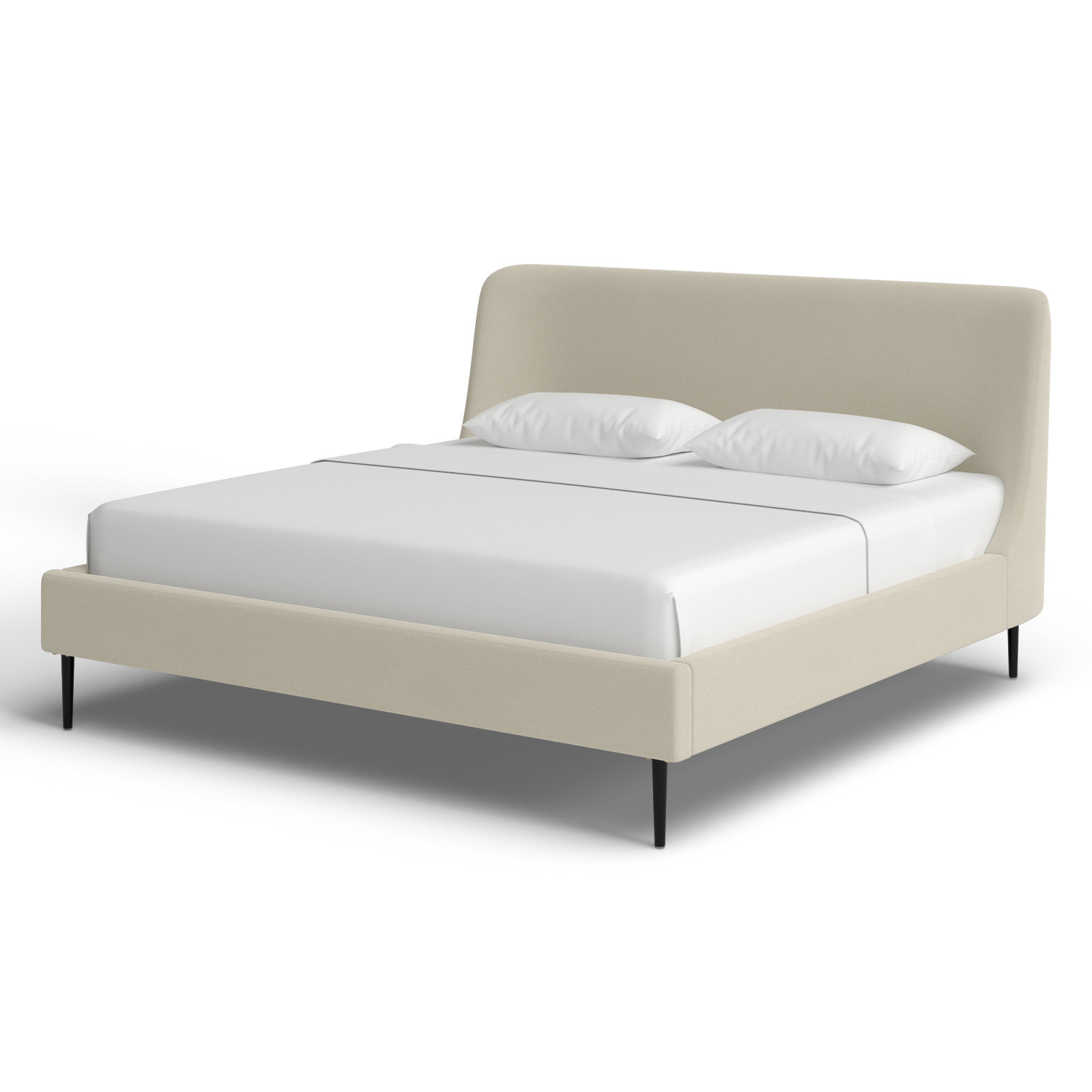 Venedy Linen Wingback Bed, King, Cream