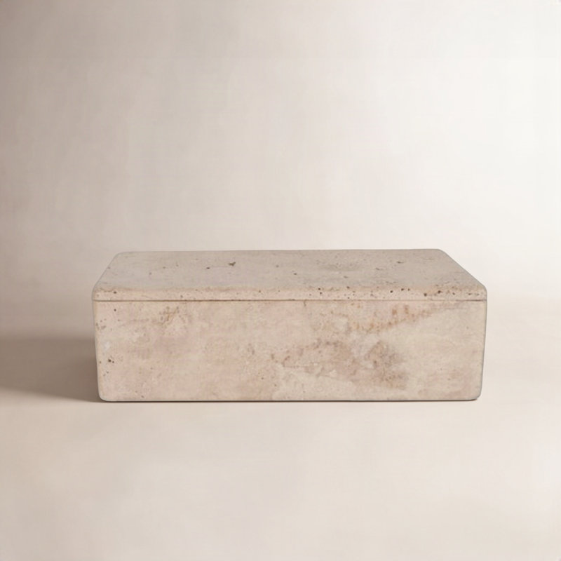 Travertine Rectangle Box Large Cream