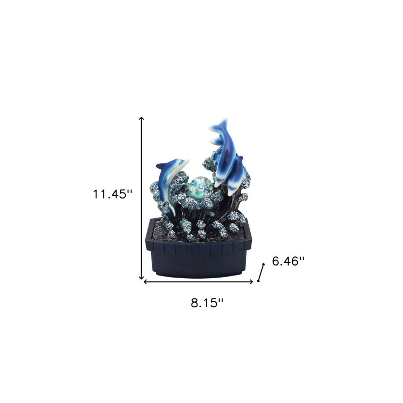 Fontaine de table 11 "Blue Polyresin Dolphins