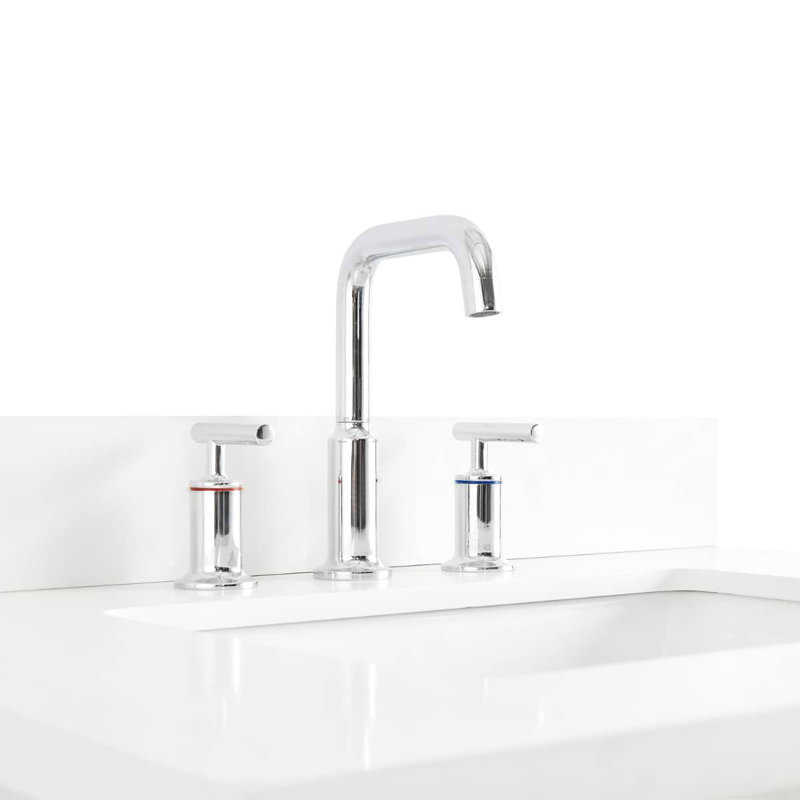 Sheraton 30" Freestanding Standard Single Bathroom Vanity with Top, White, Brushed Nickel