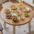 Burlywood&White Round Solid Wood Dining table