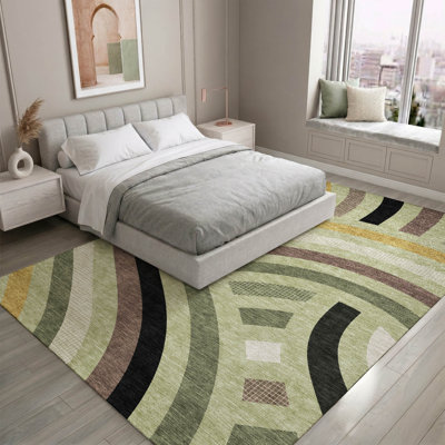 Tapis de qualité supérieure Mid-Century moderne lavable à la machine Premium Mayfield AMF2467
