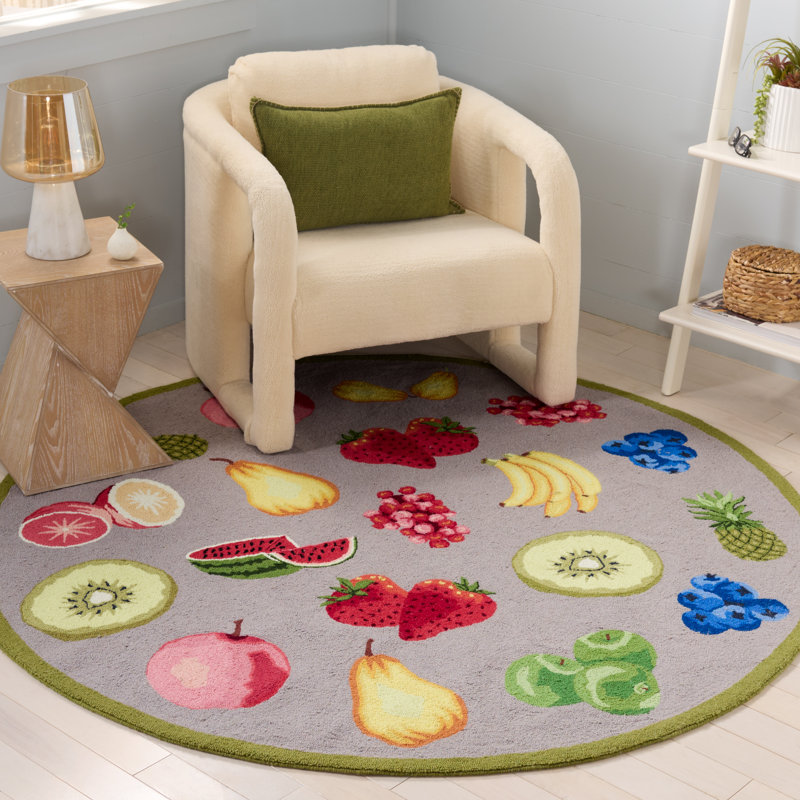 Demitro Hand Hooked Wool Rug, Round 5'6"