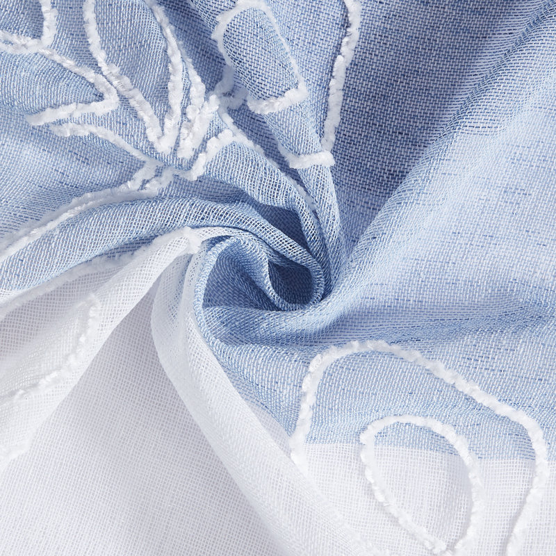 Panneau de rideau semi-transparent Ombre, Bleu, L 38 po x L 96 po