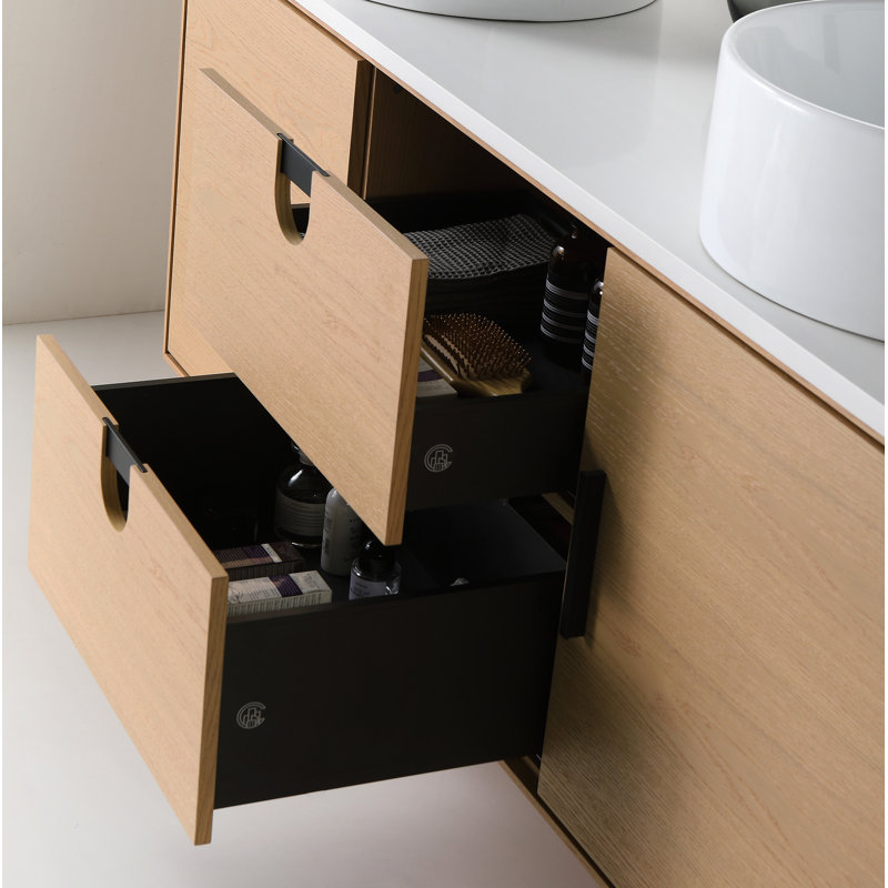 Portree 60" W Double Vanity, Whitewash Oak