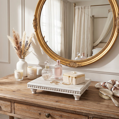 Plateau en bois blanchi à la chaux, support sculpté en forme de cœur de campagne française avec pieds en chignon pour meuble-lavabo, café et plateau de table