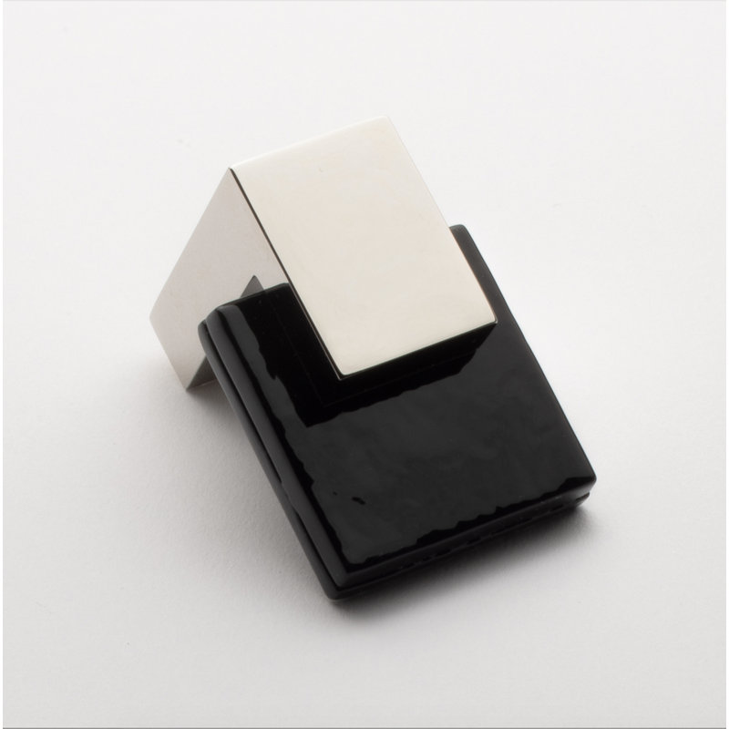 Affinity 1.625" Length Rectangle Knob, Black, Polished Nickel