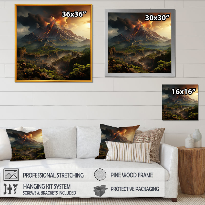 " Volcano Volcanic Wilderness II ", Wrapped Canvas, 30" H x 30" W x 1" D