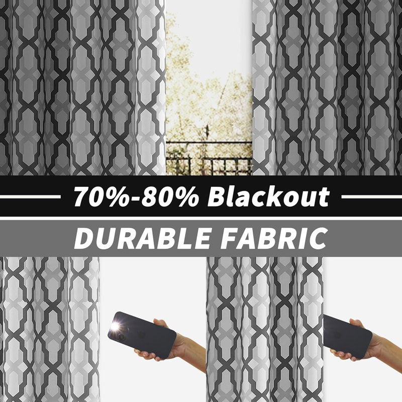 Paire de rideaux obscurcissant et isolant avec œillets Elfrida, Gris, L 52 po x L 54 po